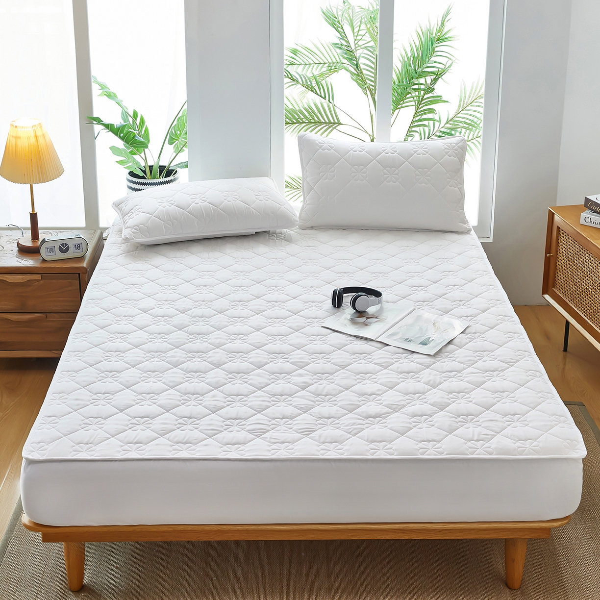 91家纺网 家纺一手货源 找家纺 （总）风蝴蝶 2025新款磨毛夹棉防水床笠跨境电商床垫保护罩隔尿保护套