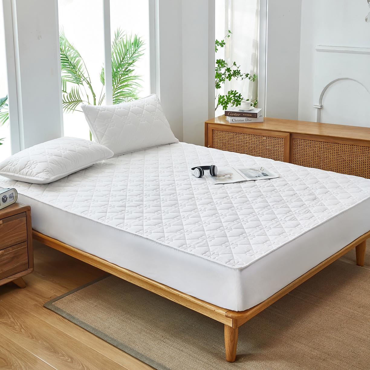 91家纺网 家纺一手货源 找家纺 （总）风蝴蝶 2025新款磨毛夹棉防水床笠跨境电商床垫保护罩隔尿保护套