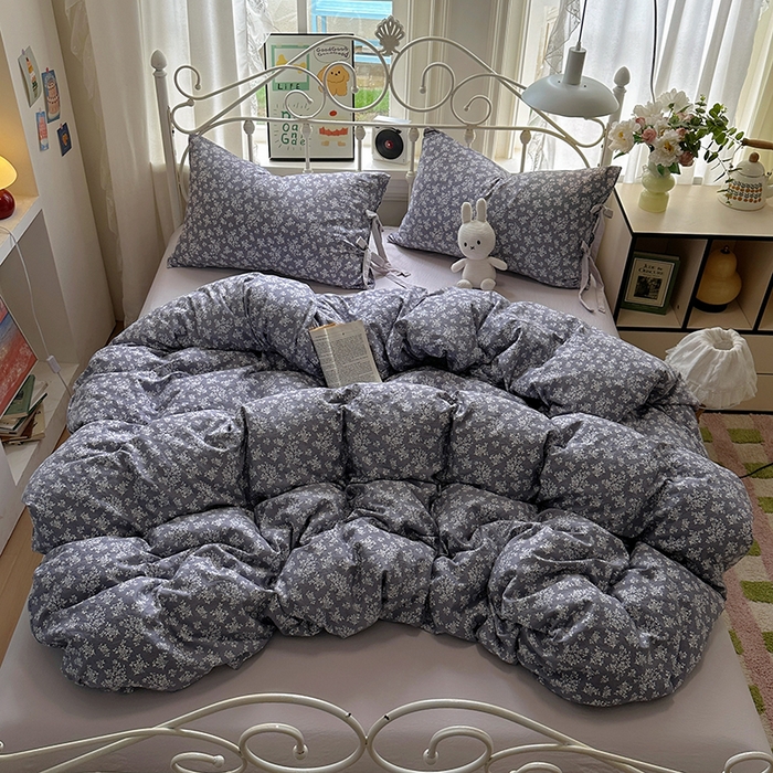 91家纺网 家纺一手货源 找家纺 漫仙阁家纺2025新款蝴蝶结绑带款四件套-碎花系列 花菲