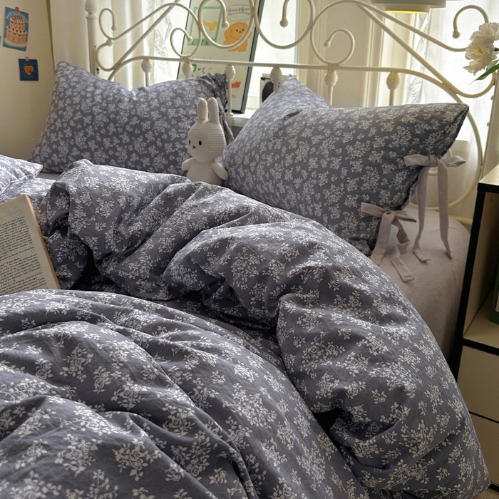 91家纺网 家纺一手货源 找家纺 漫仙阁家纺2025新款蝴蝶结绑带款四件套-碎花系列 花菲