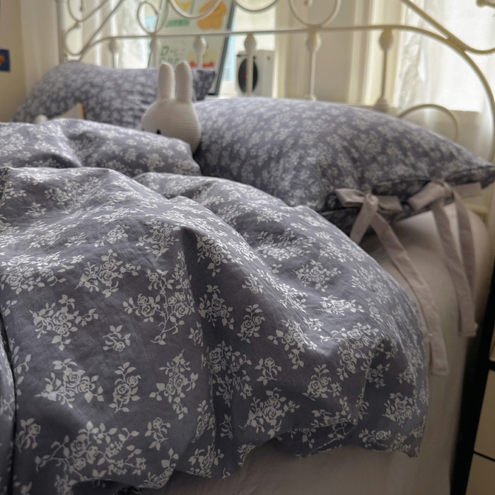 91家纺网 家纺一手货源 找家纺 漫仙阁家纺2025新款蝴蝶结绑带款四件套-碎花系列 花菲