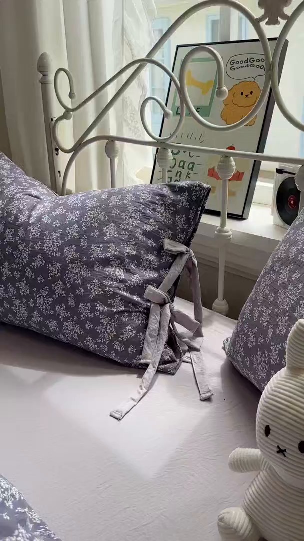 91家纺网 家纺一手货源 找家纺 漫仙阁家纺2025新款蝴蝶结绑带款四件套-碎花系列 花菲