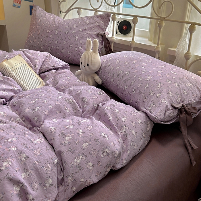 91家纺网 家纺一手货源 找家纺 漫仙阁家纺2025新款蝴蝶结绑带款四件套-碎花系列 蔓香