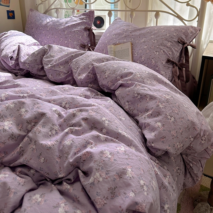 91家纺网 家纺一手货源 找家纺 漫仙阁家纺2025新款蝴蝶结绑带款四件套-碎花系列 蔓香