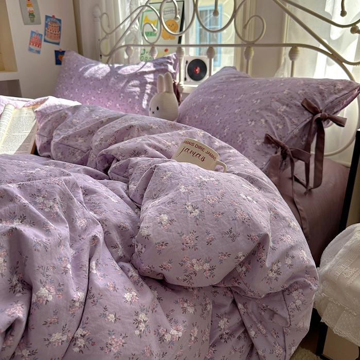 91家纺网 家纺一手货源 找家纺 漫仙阁家纺2025新款蝴蝶结绑带款四件套-碎花系列 蔓香