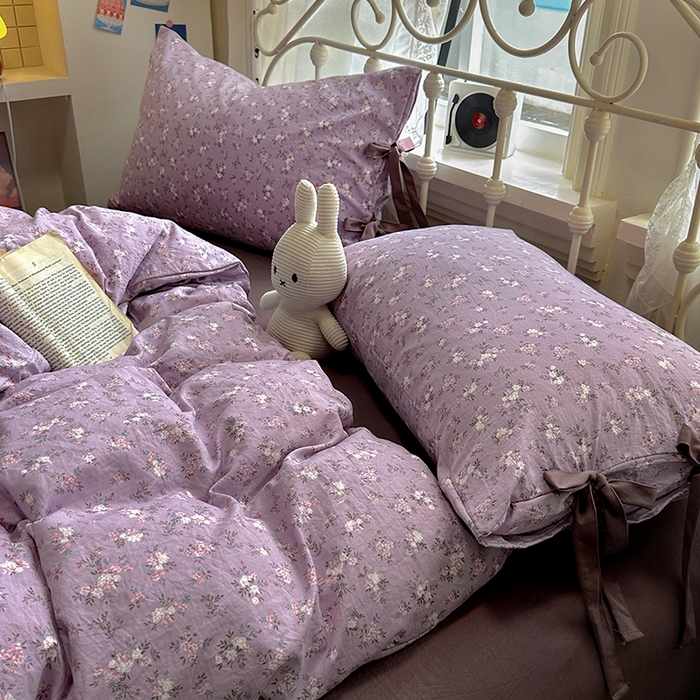 91家纺网 家纺一手货源 找家纺 漫仙阁家纺2025新款蝴蝶结绑带款四件套-碎花系列 蔓香