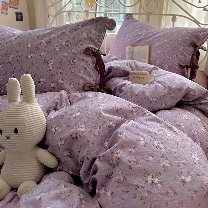 91家纺网 家纺一手货源 找家纺 漫仙阁家纺2025新款蝴蝶结绑带款四件套-碎花系列 蔓香