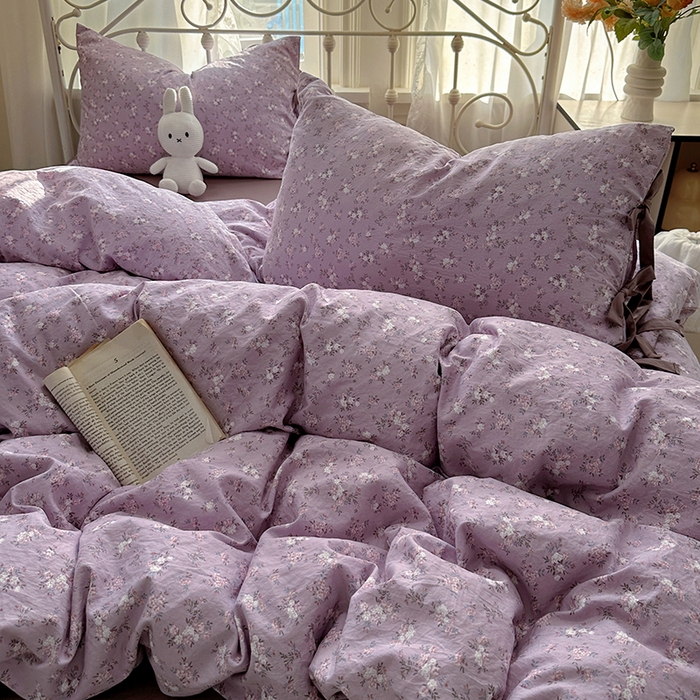 91家纺网 家纺一手货源 找家纺 漫仙阁家纺2025新款蝴蝶结绑带款四件套-碎花系列 蔓香