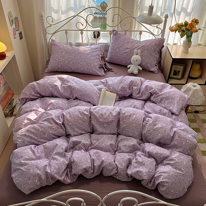 91家纺网 家纺一手货源 找家纺 漫仙阁家纺2025新款蝴蝶结绑带款四件套-碎花系列 蔓香