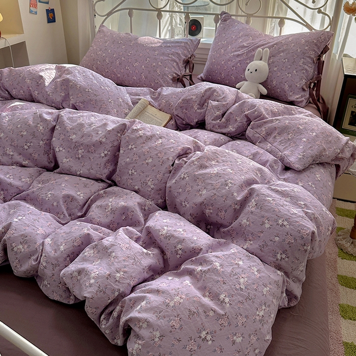 91家纺网 家纺一手货源 找家纺 漫仙阁家纺2025新款蝴蝶结绑带款四件套-碎花系列 蔓香