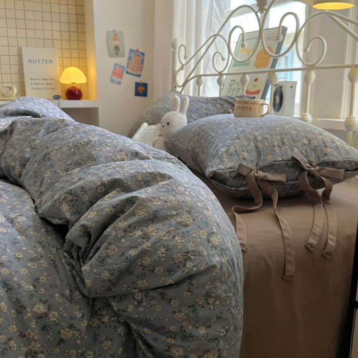 漫仙阁家纺2025新款蝴蝶结绑带款四件套-碎花系列 晚风