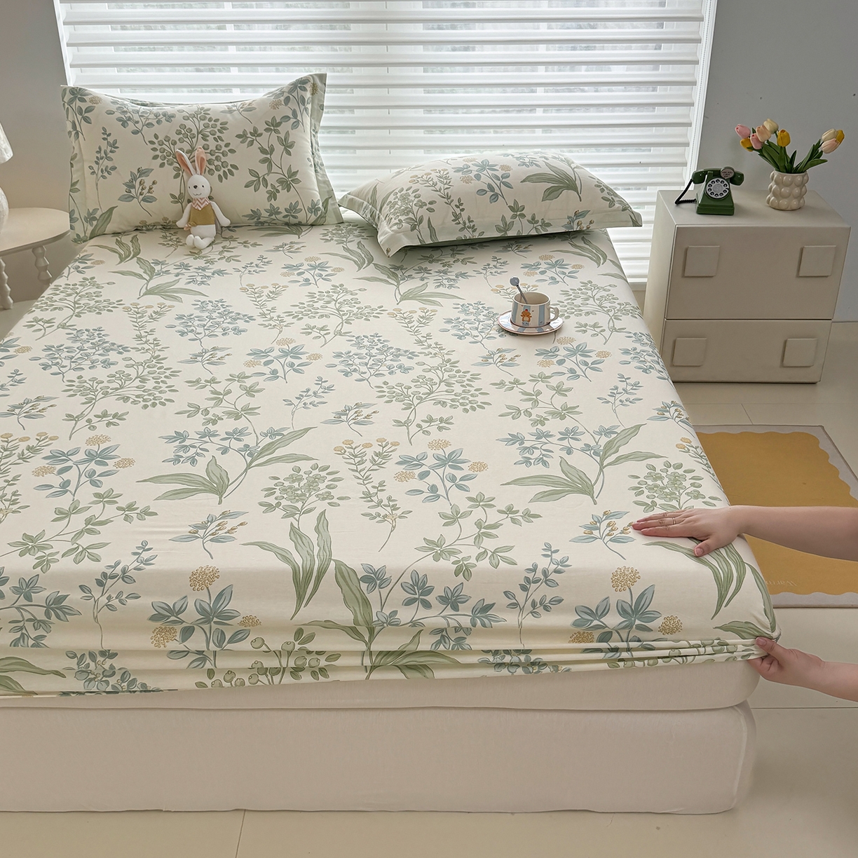 壹贝家纺 2025新款A类印花全棉床笠 绿野仙踪