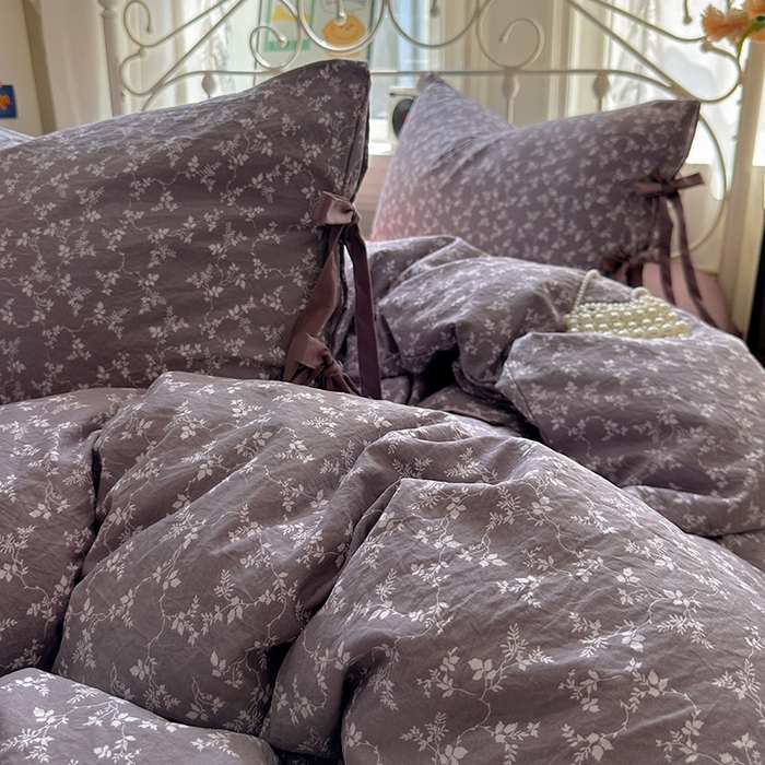 91家纺网 家纺一手货源 找家纺 漫仙阁家纺2025新款蝴蝶结绑带款四件套-碎花系列 月桂