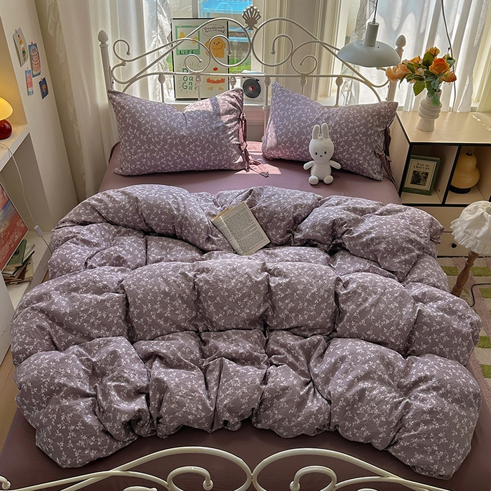 91家纺网 家纺一手货源 找家纺 漫仙阁家纺2025新款蝴蝶结绑带款四件套-碎花系列 月桂