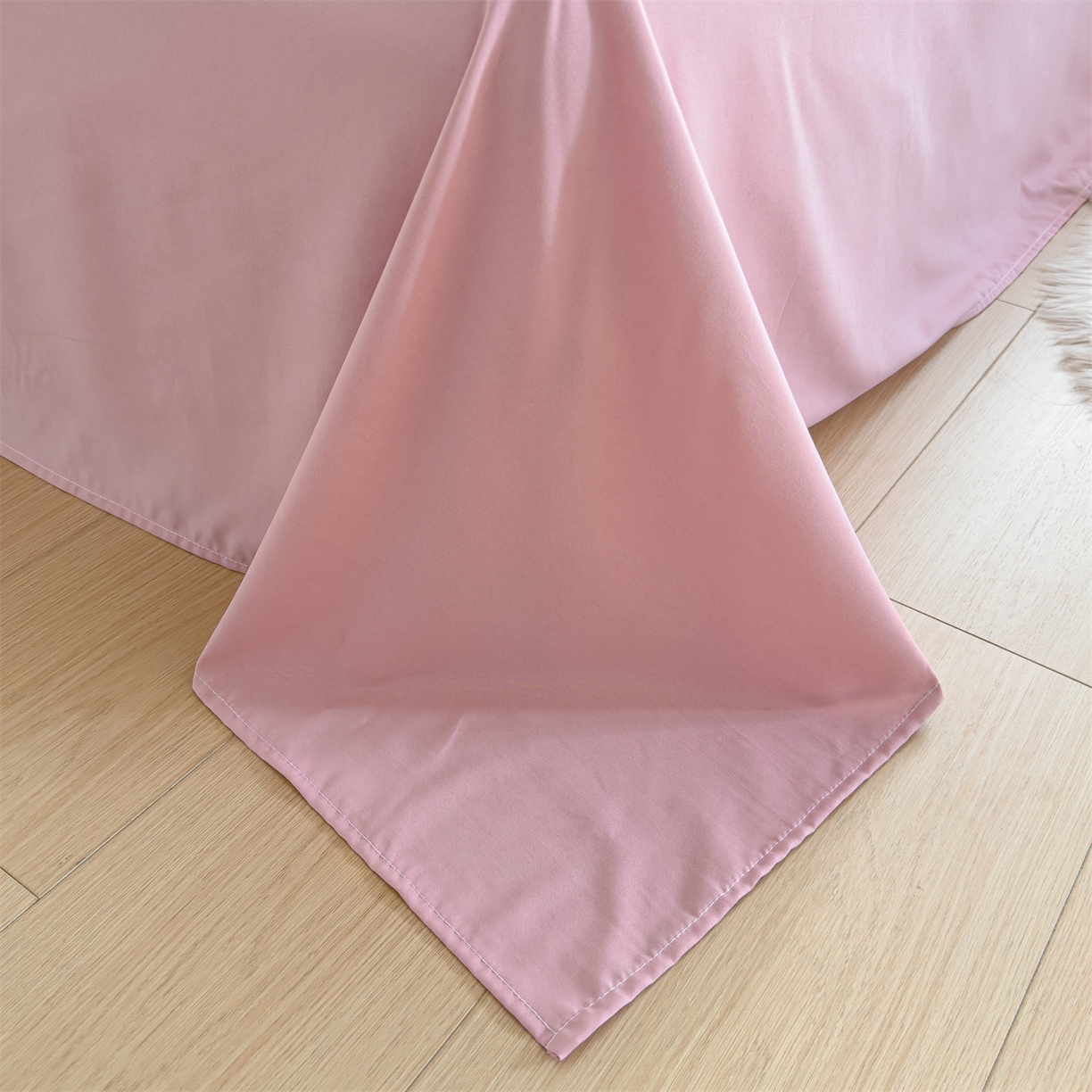 91家纺网 家纺一手货源 找家纺 梦庭帛美 2025新款韩版公主风可乐泡泡纱四件套 豆沙粉