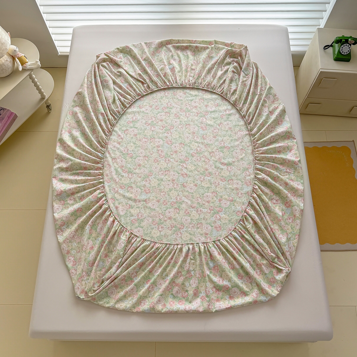 91家纺网 家纺一手货源 找家纺 壹贝家纺 2025新款A类印花全棉床笠 玫瑰的故事