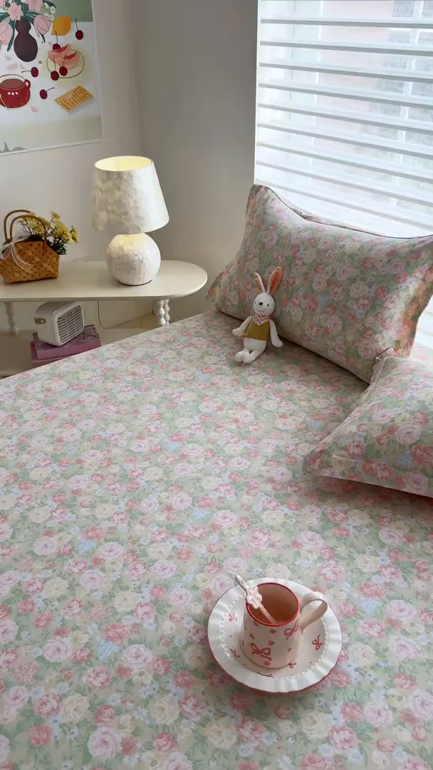 91家纺网 家纺一手货源 找家纺 壹贝家纺 2025新款A类印花全棉床笠 玫瑰的故事