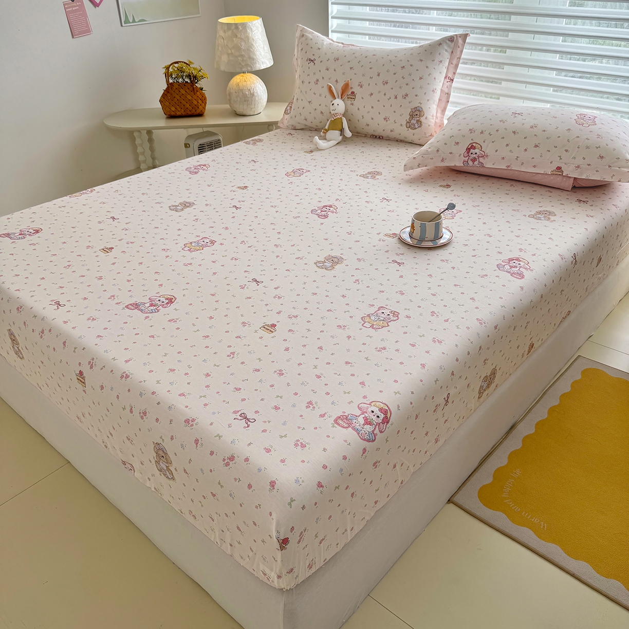 91家纺网 家纺一手货源 找家纺 壹贝家纺 2025新款A类印花全棉床笠 魔法精灵