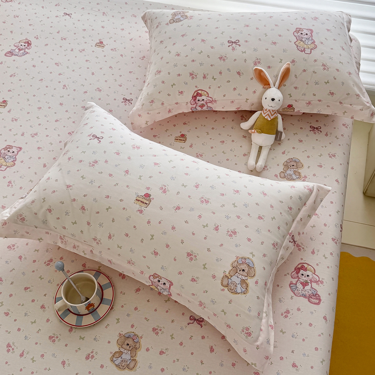 91家纺网 家纺一手货源 找家纺 壹贝家纺 2025新款A类印花全棉床笠 魔法精灵