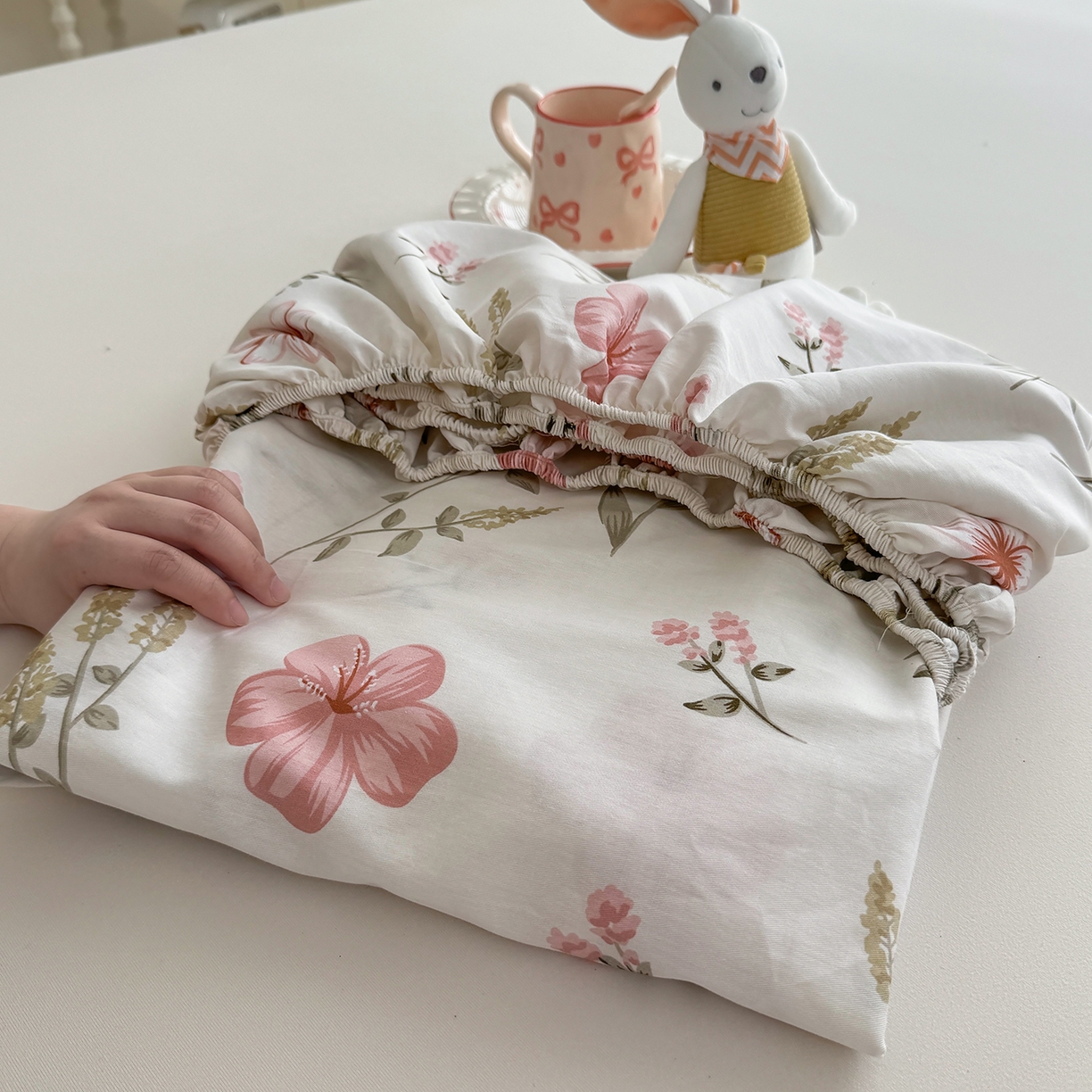 91家纺网 家纺一手货源 找家纺 壹贝家纺 2025新款A类印花全棉床笠 陌上花开