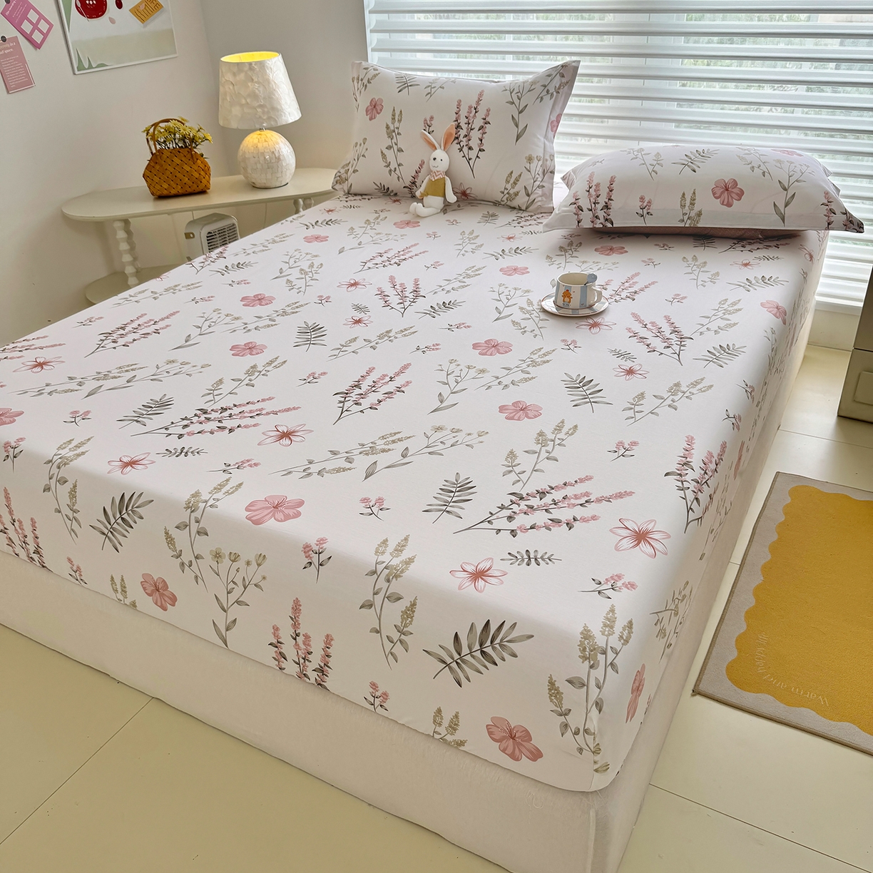 91家纺网 家纺一手货源 找家纺 壹贝家纺 2025新款A类印花全棉床笠 陌上花开