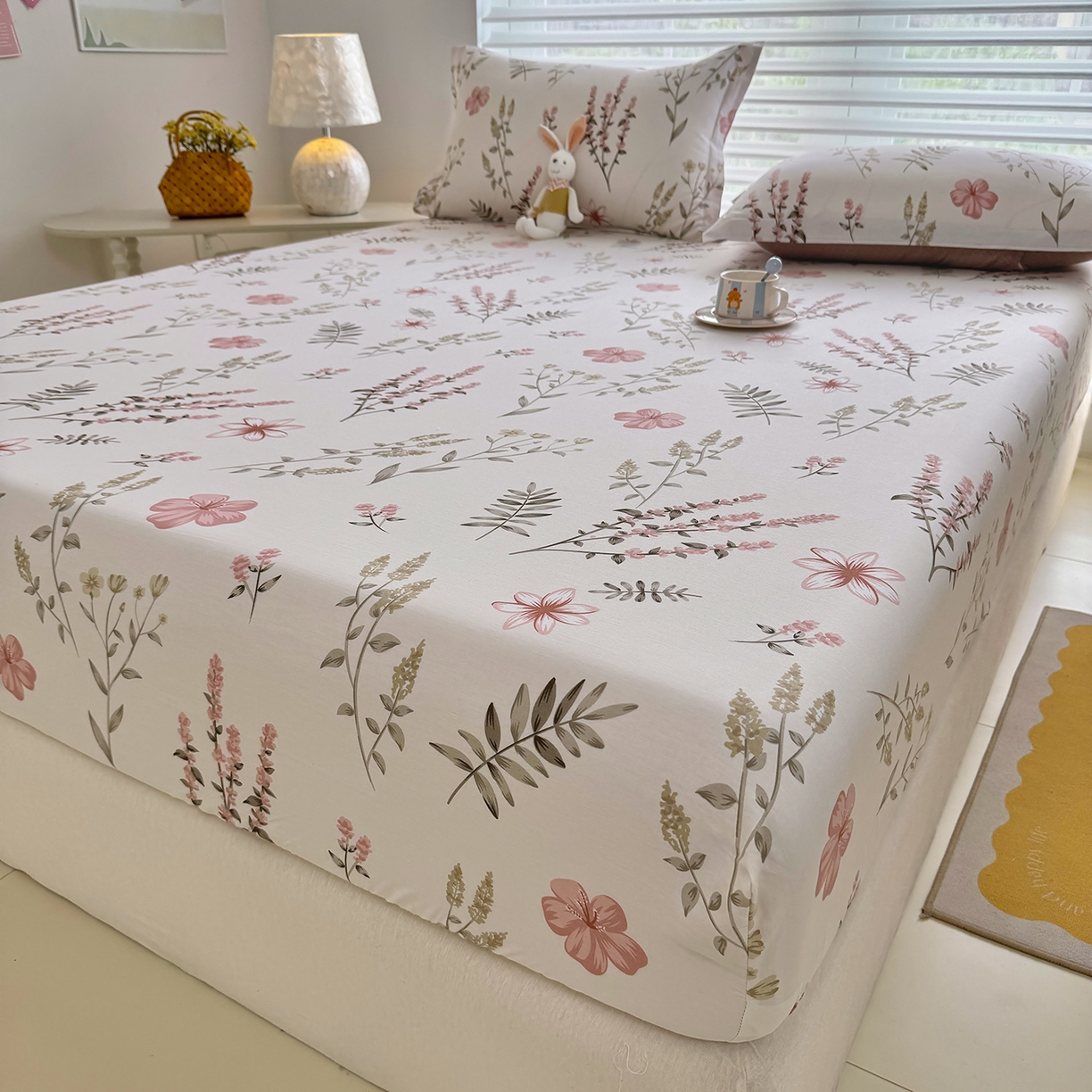 91家纺网 家纺一手货源 找家纺 壹贝家纺 2025新款A类印花全棉床笠 陌上花开