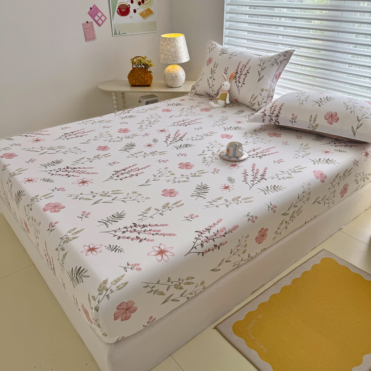 91家纺网 家纺一手货源 找家纺 壹贝家纺 2025新款A类印花全棉床笠 陌上花开