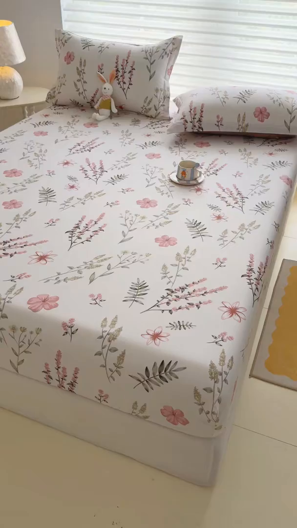 91家纺网 家纺一手货源 找家纺 壹贝家纺 2025新款A类印花全棉床笠 陌上花开