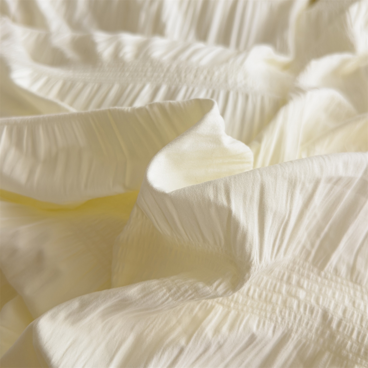 91家纺网 家纺一手货源 找家纺 梦庭帛美 2025新款韩版公主风可乐泡泡纱四件套 抹茶绿