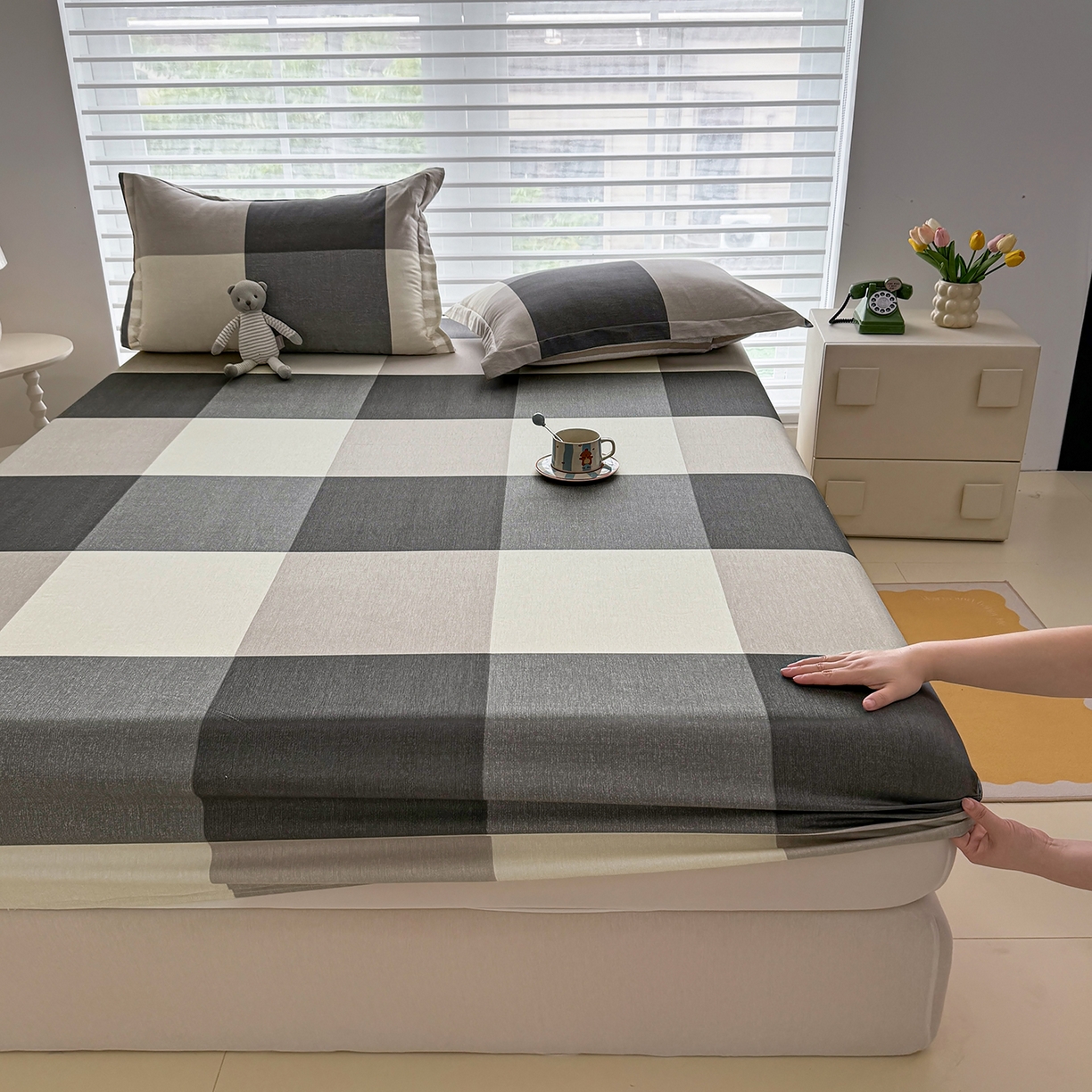 壹贝家纺 2025新款A类印花全棉床笠 南山南