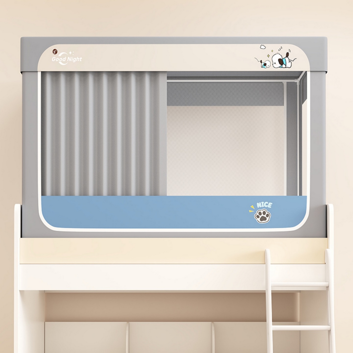 91家纺网 家纺一手货源 找家纺 （总）无瑕家居 2025新款强遮光无涂层简约无印良品风拼色学生宿舍全包底蚊帐上下铺床帘ins风全底学生蚊帐