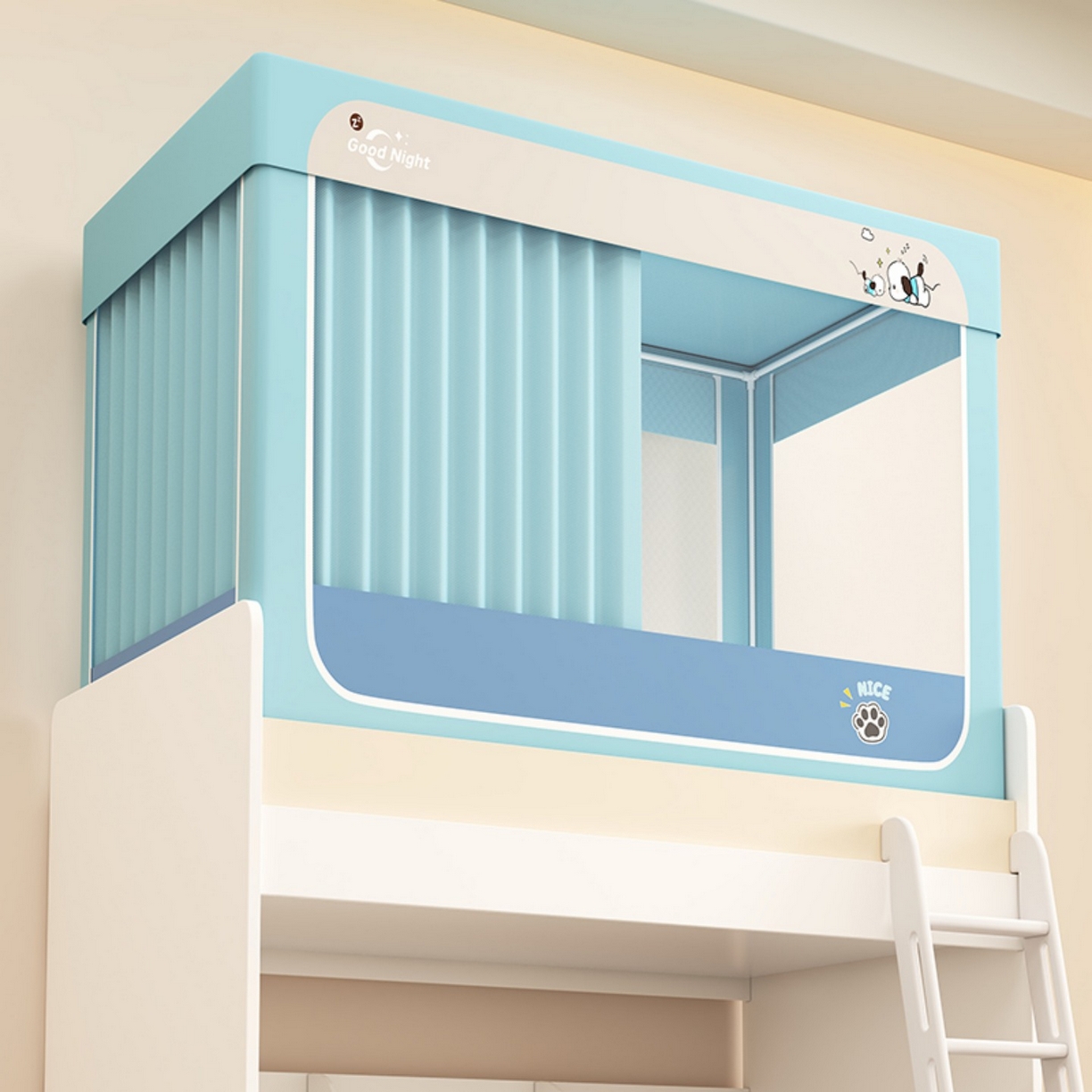 91家纺网 家纺一手货源 找家纺 （总）无瑕家居 2025新款强遮光无涂层简约无印良品风拼色学生宿舍全包底蚊帐上下铺床帘ins风全底学生蚊帐