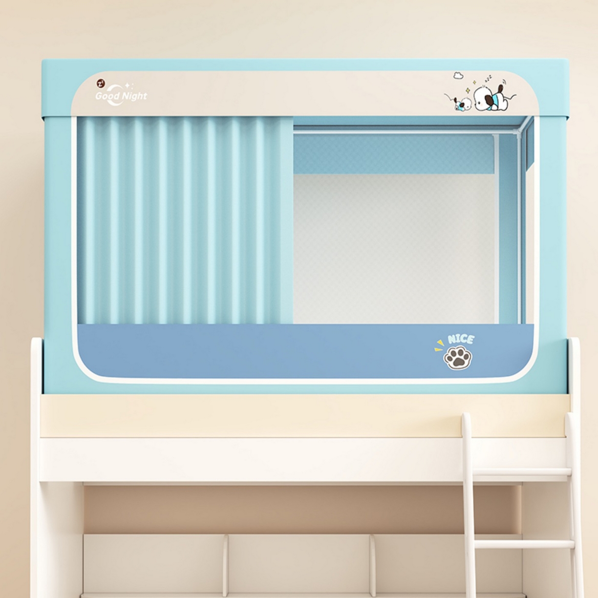 91家纺网 家纺一手货源 找家纺 （总）无瑕家居 2025新款强遮光无涂层简约无印良品风拼色学生宿舍全包底蚊帐上下铺床帘ins风全底学生蚊帐