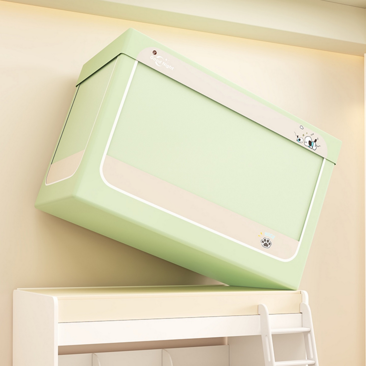 91家纺网 家纺一手货源 找家纺 无瑕家居 2025新款强遮光无涂层简约无印良品风拼色学生宿舍全包底蚊帐上下铺床帘ins风全底学生蚊帐 帕恰狗【绿色+卡其】-全底款