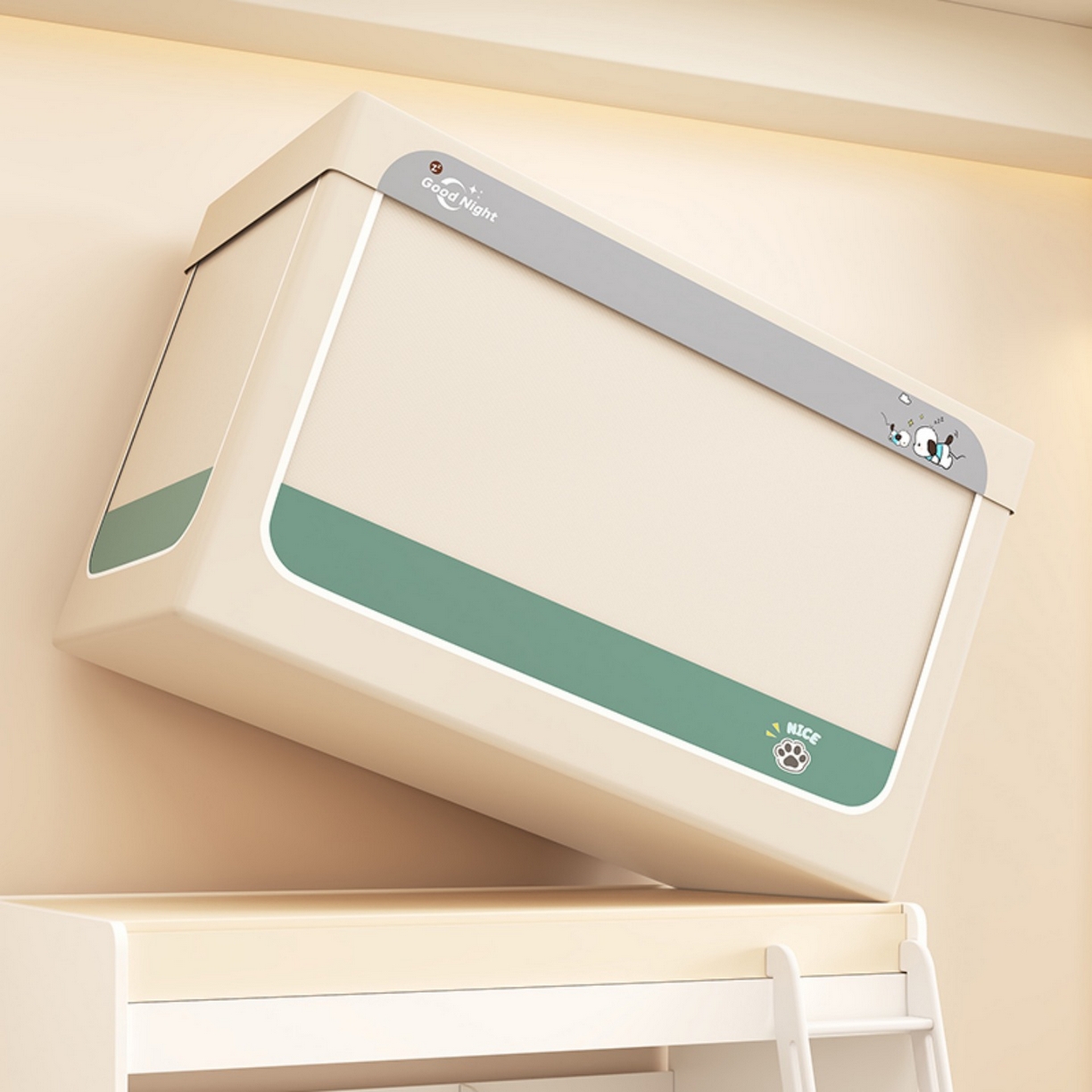 91家纺网 家纺一手货源 找家纺 无瑕家居 2025新款强遮光无涂层简约无印良品风拼色学生宿舍全包底蚊帐上下铺床帘ins风全底学生蚊帐 帕恰狗【卡其+墨绿】-全底款