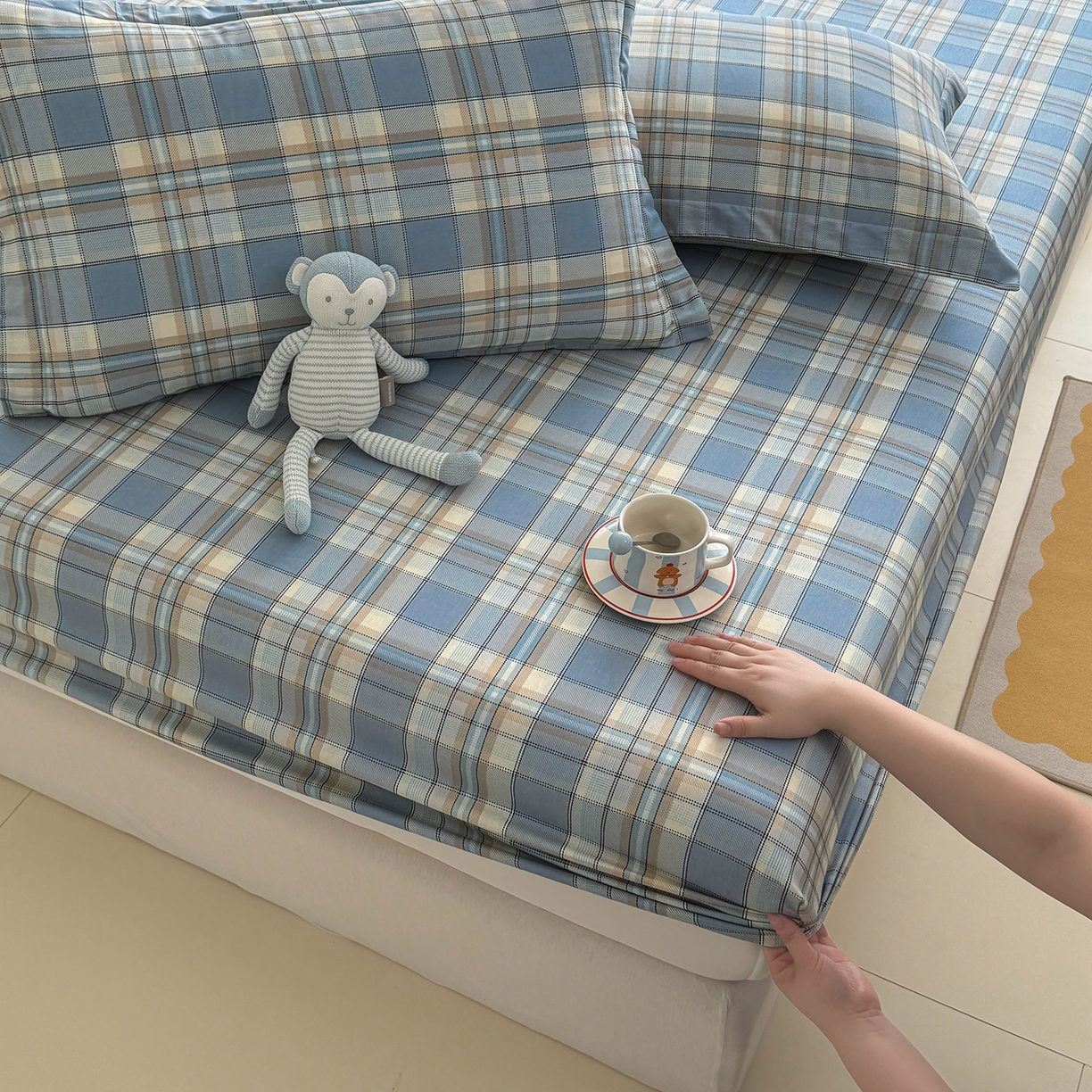 91家纺网 家纺一手货源 找家纺 壹贝家纺 2025新款A类印花全棉床笠 品质生活-兰