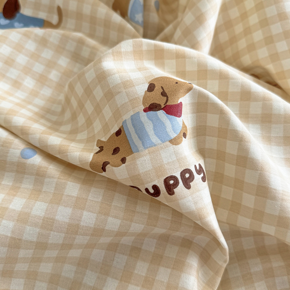 91家纺网 家纺一手货源 找家纺 壹贝家纺 2025新款A类印花全棉床笠 俏皮狗