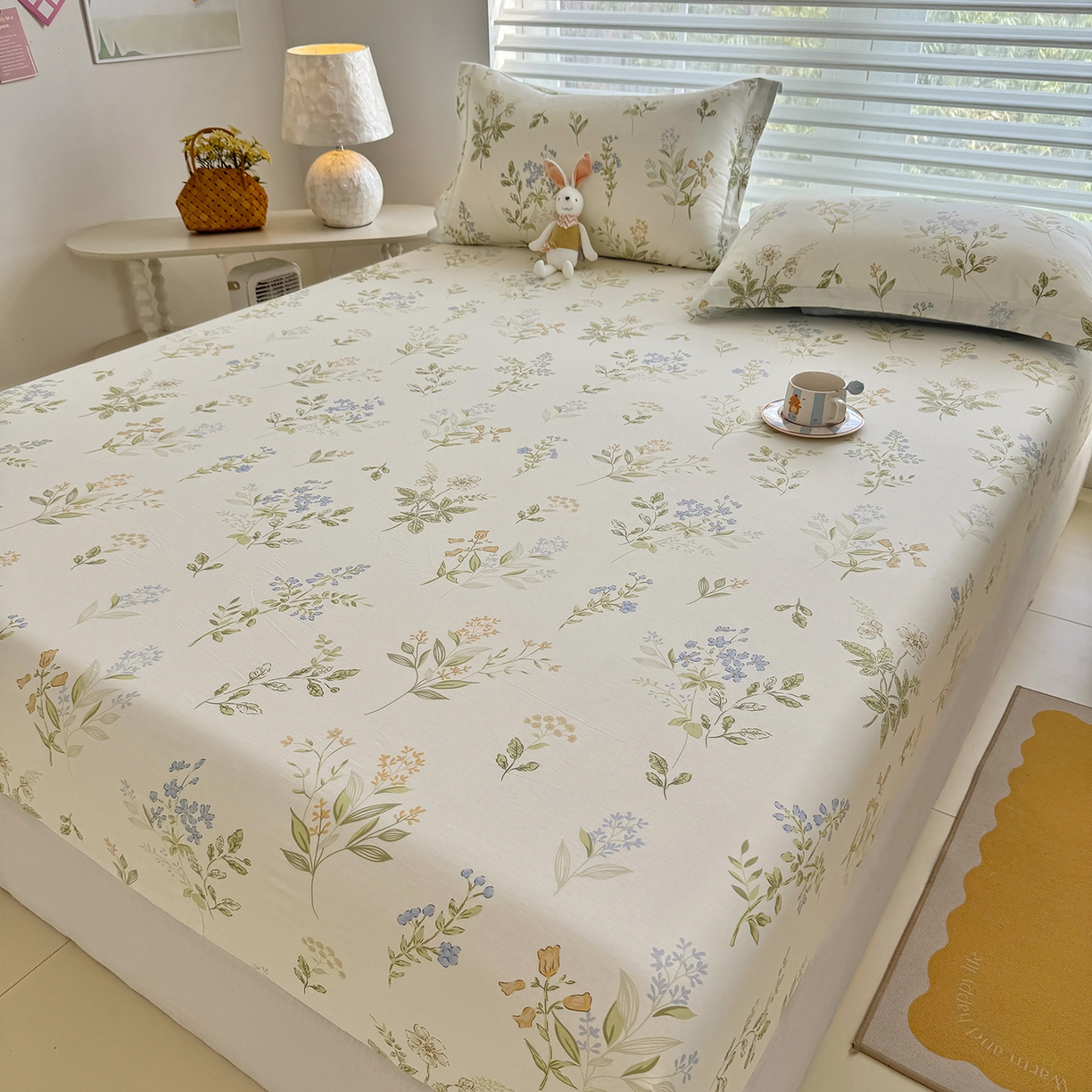 91家纺网 家纺一手货源 找家纺 壹贝家纺 2025新款A类印花全棉床笠 沁园春