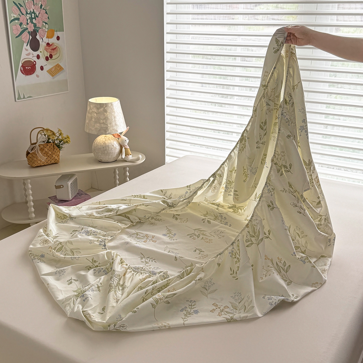 91家纺网 家纺一手货源 找家纺 壹贝家纺 2025新款A类印花全棉床笠 沁园春