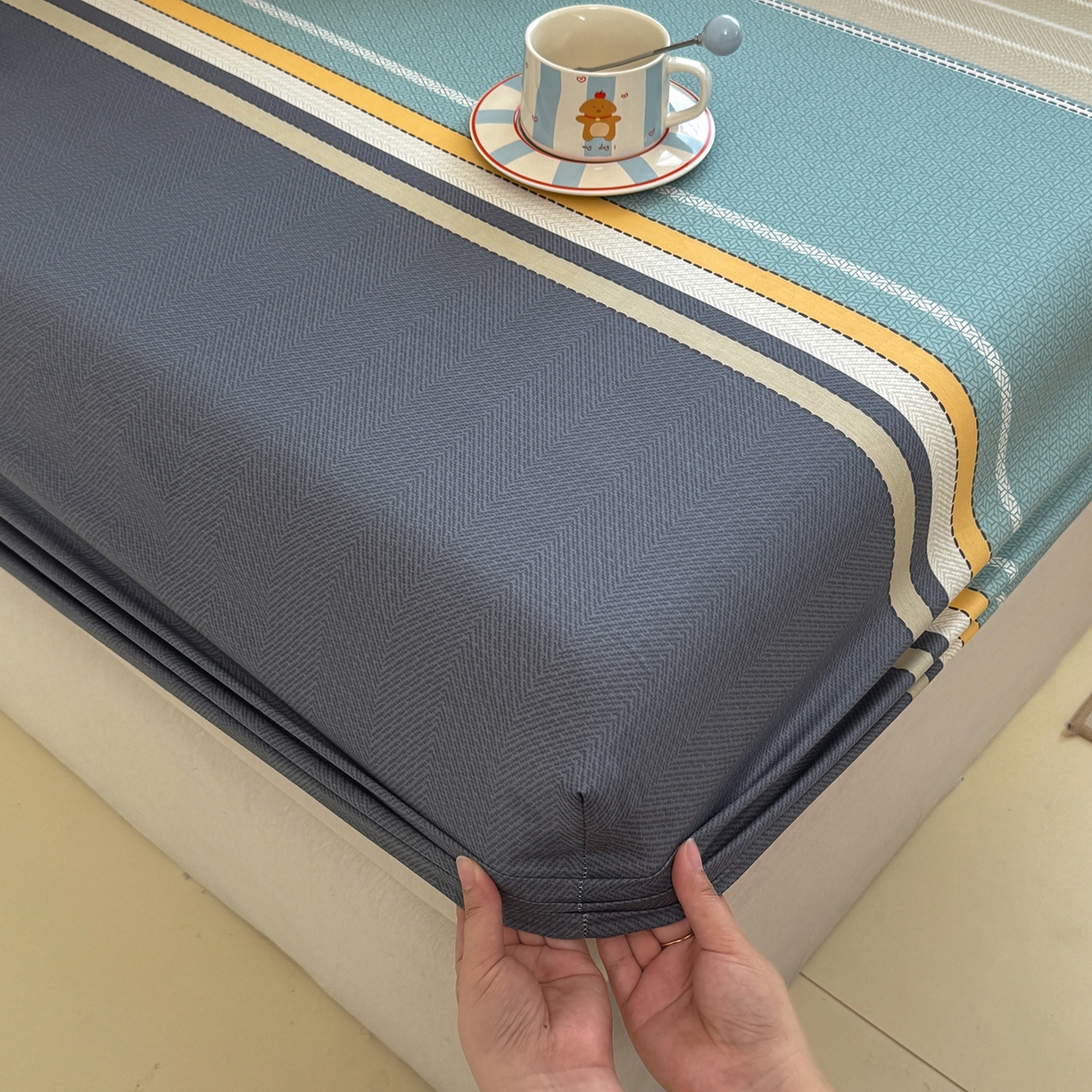 91家纺网 家纺一手货源 找家纺 壹贝家纺 2025新款A类印花全棉床笠 如果爱