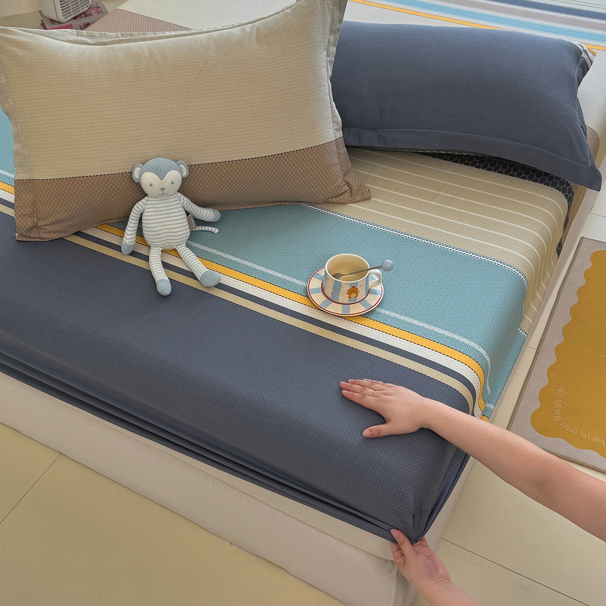 91家纺网 家纺一手货源 找家纺 壹贝家纺 2025新款A类印花全棉床笠 如果爱