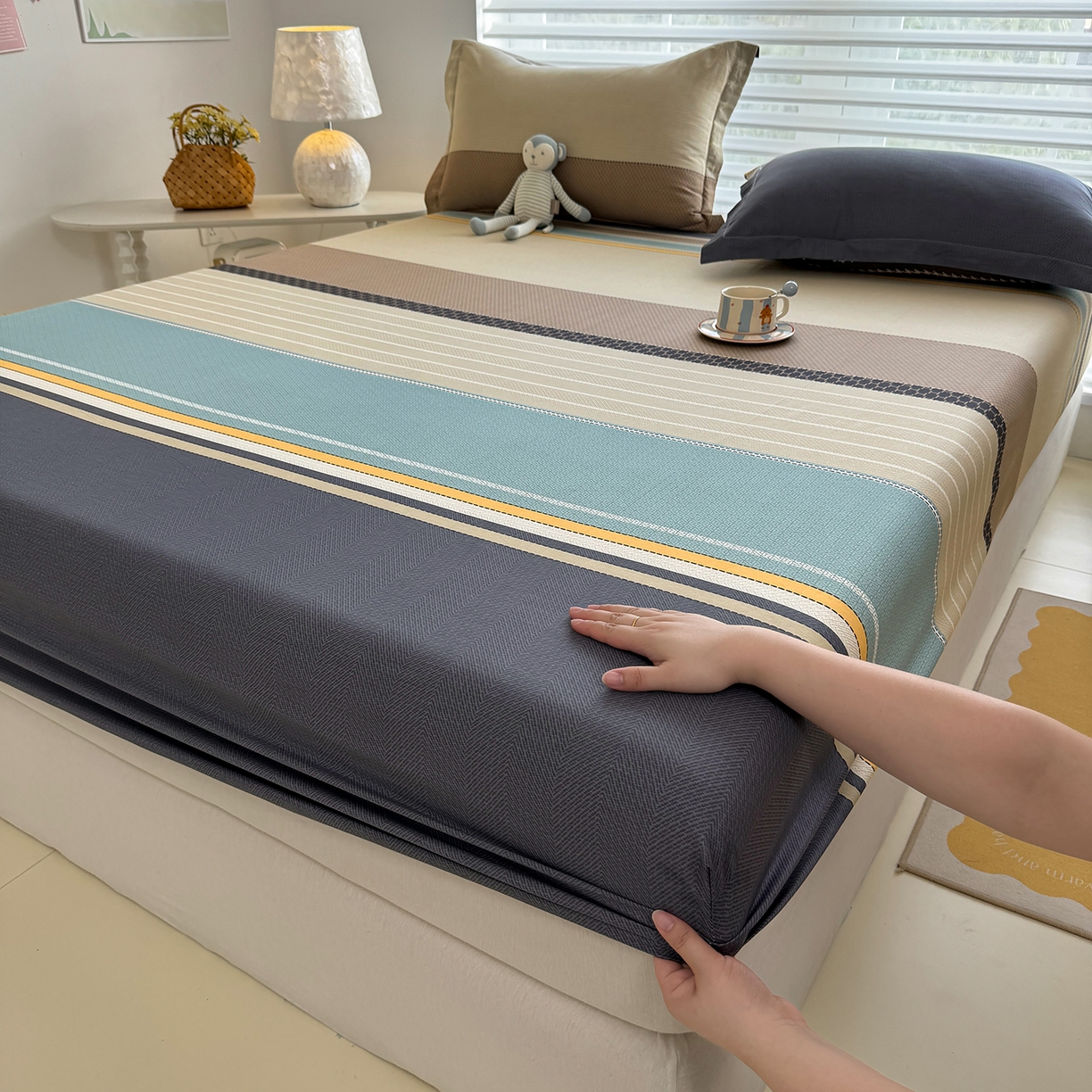 91家纺网 家纺一手货源 找家纺 壹贝家纺 2025新款A类印花全棉床笠 如果爱