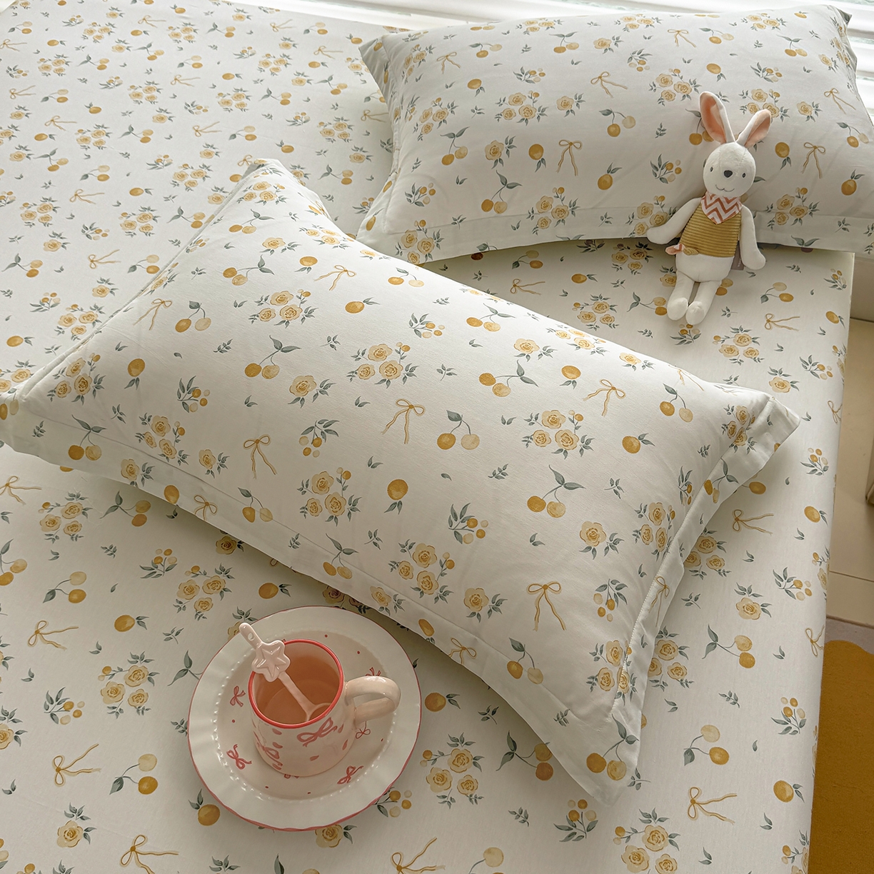 91家纺网 家纺一手货源 找家纺 壹贝家纺 2025新款A类印花全棉床笠 如愿