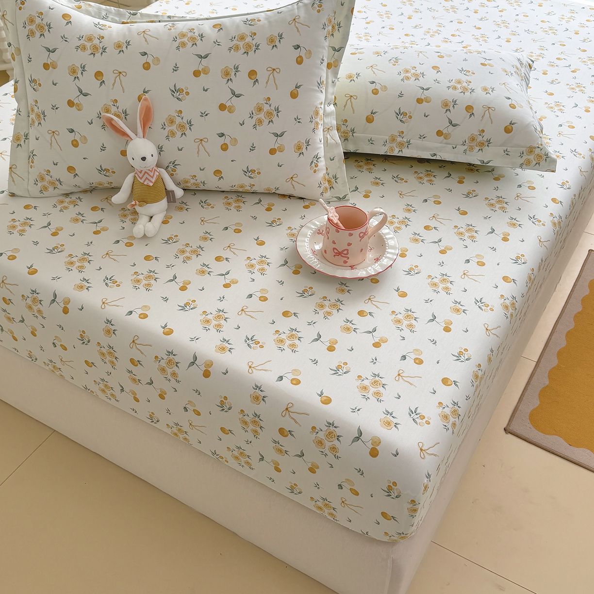 91家纺网 家纺一手货源 找家纺 壹贝家纺 2025新款A类印花全棉床笠 如愿