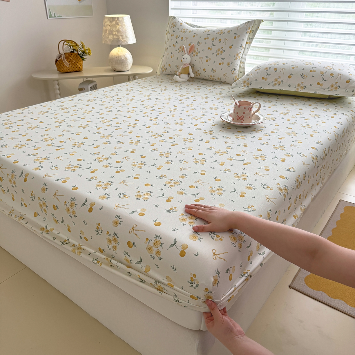 91家纺网 家纺一手货源 找家纺 壹贝家纺 2025新款A类印花全棉床笠 如愿