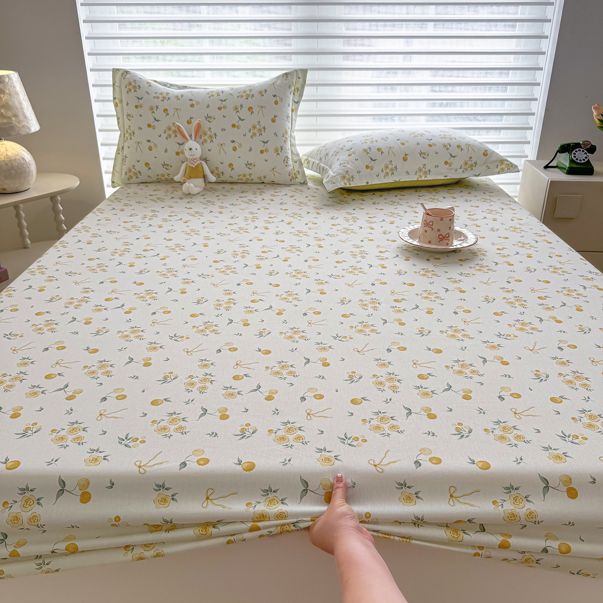 91家纺网 家纺一手货源 找家纺 壹贝家纺 2025新款A类印花全棉床笠 如愿