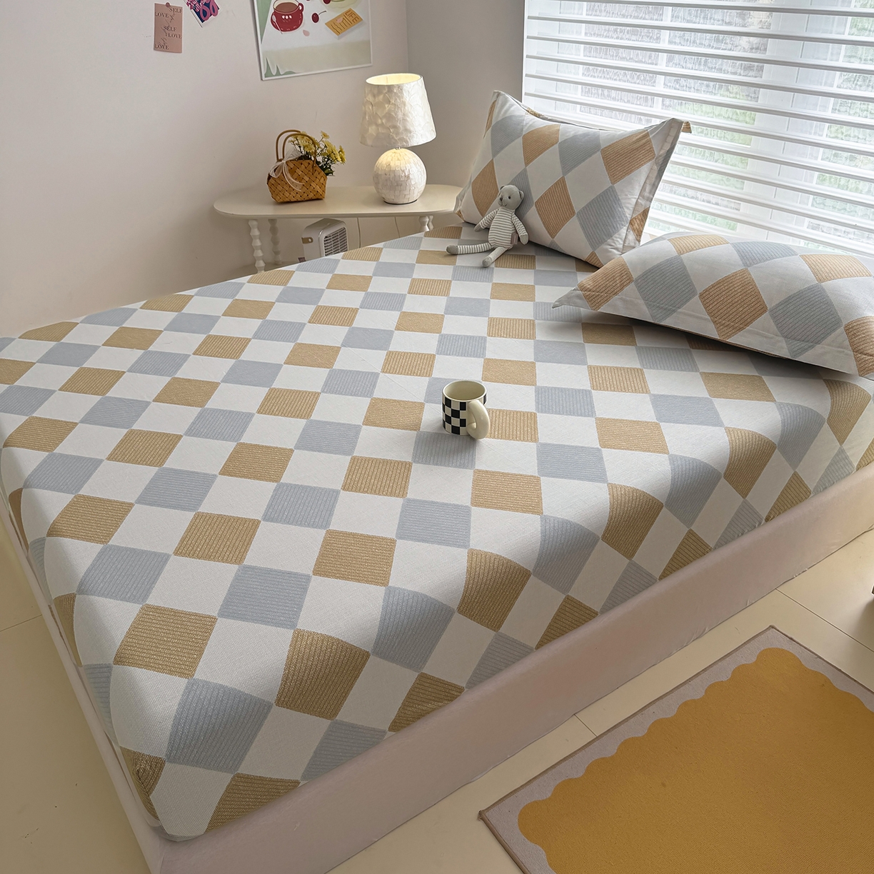 91家纺网 家纺一手货源 找家纺 壹贝家纺 2025新款A类印花全棉床笠 瑞吉斯-黄