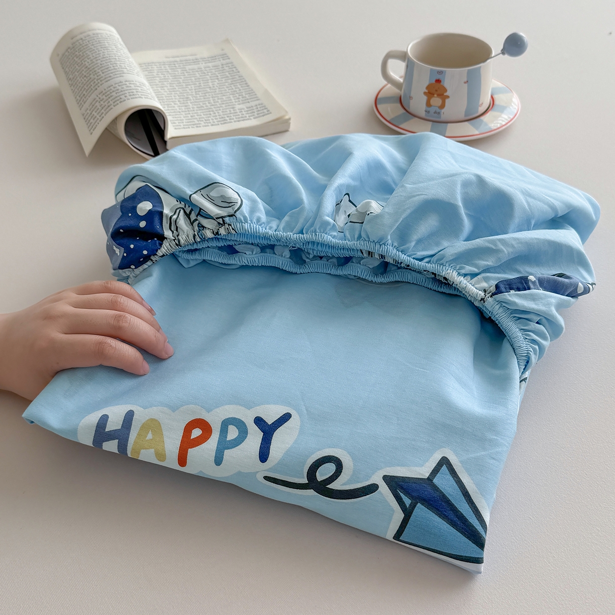 91家纺网 家纺一手货源 找家纺 壹贝家纺 2025新款A类印花全棉床笠 太空奇遇