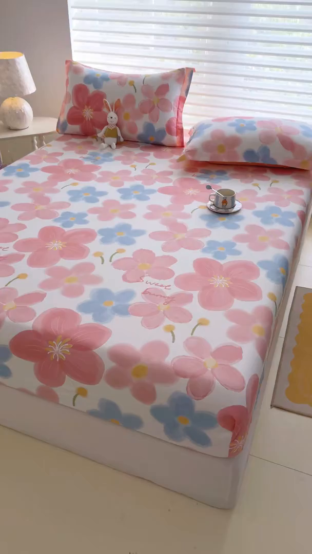 91家纺网 家纺一手货源 找家纺 壹贝家纺 2025新款A类印花全棉床笠 夕颜花开