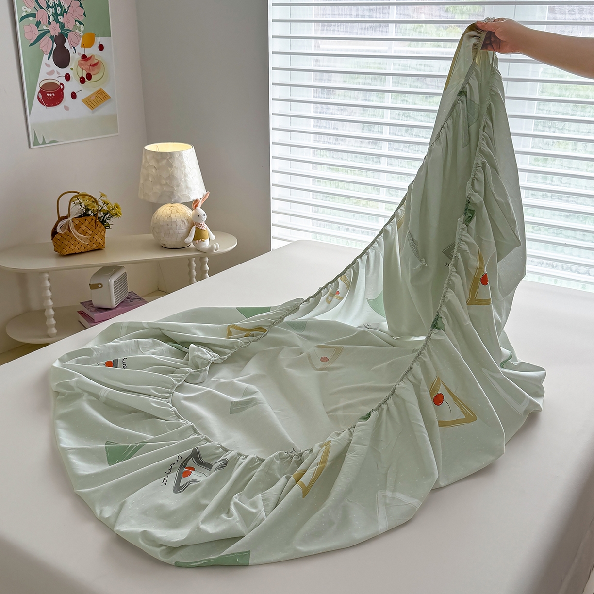 91家纺网 家纺一手货源 找家纺 壹贝家纺 2025新款A类印花全棉床笠 小可布丁